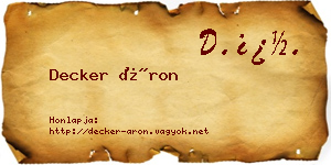 Decker Áron névjegykártya